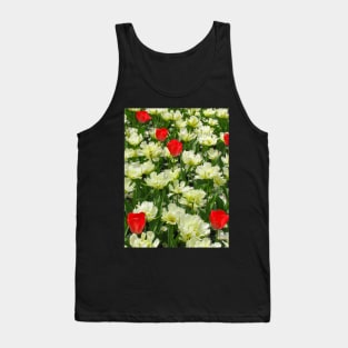 White and Red Tulips Tank Top